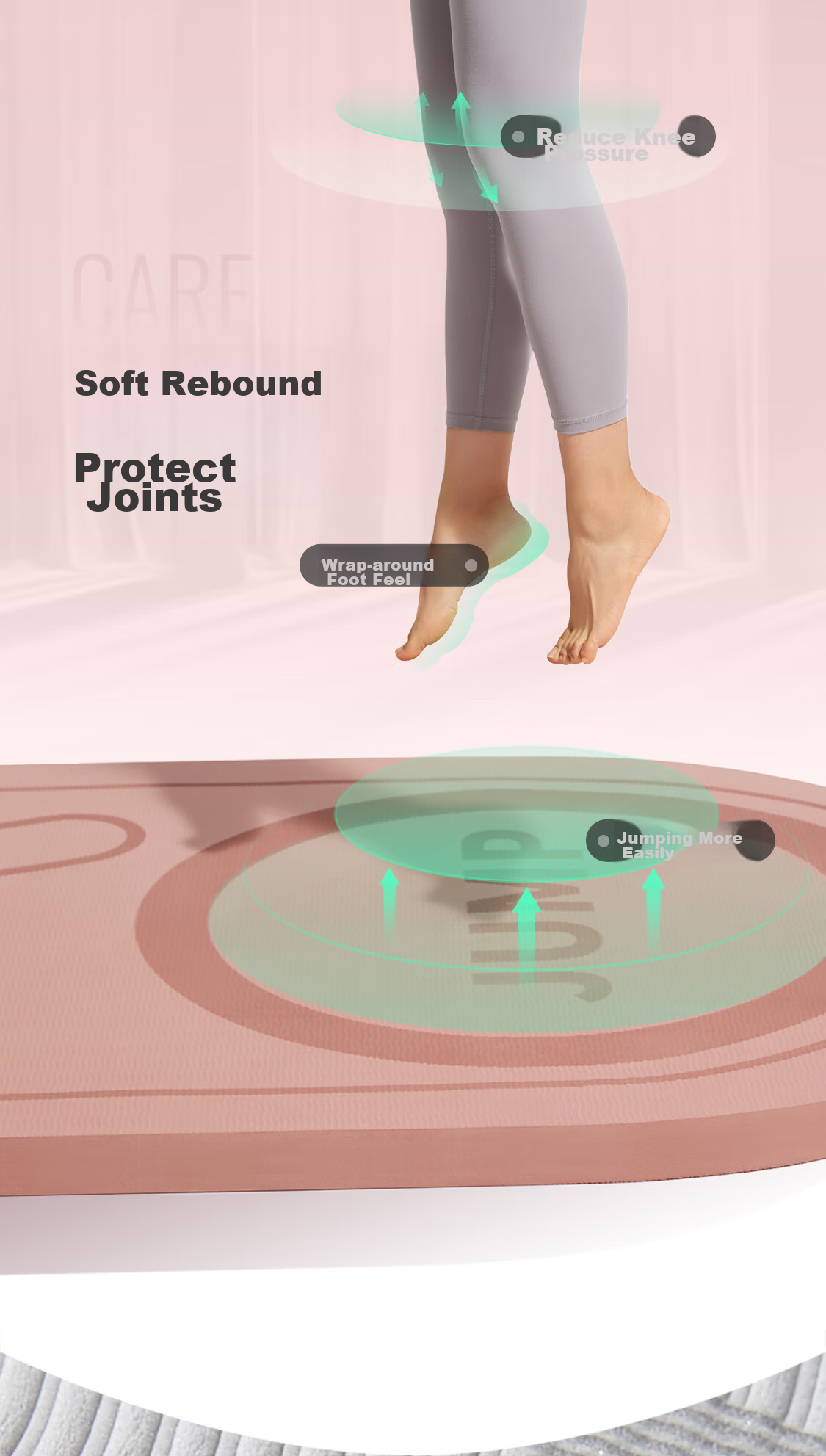 Keep Jump Rope Mat, Soundproof, Thickened, Shock-Absorbing, 15mm Thick, for Men And Women, Sports Fitness, Quiet, Pilates, with Rope Or Without Rope, Indoor Use 5