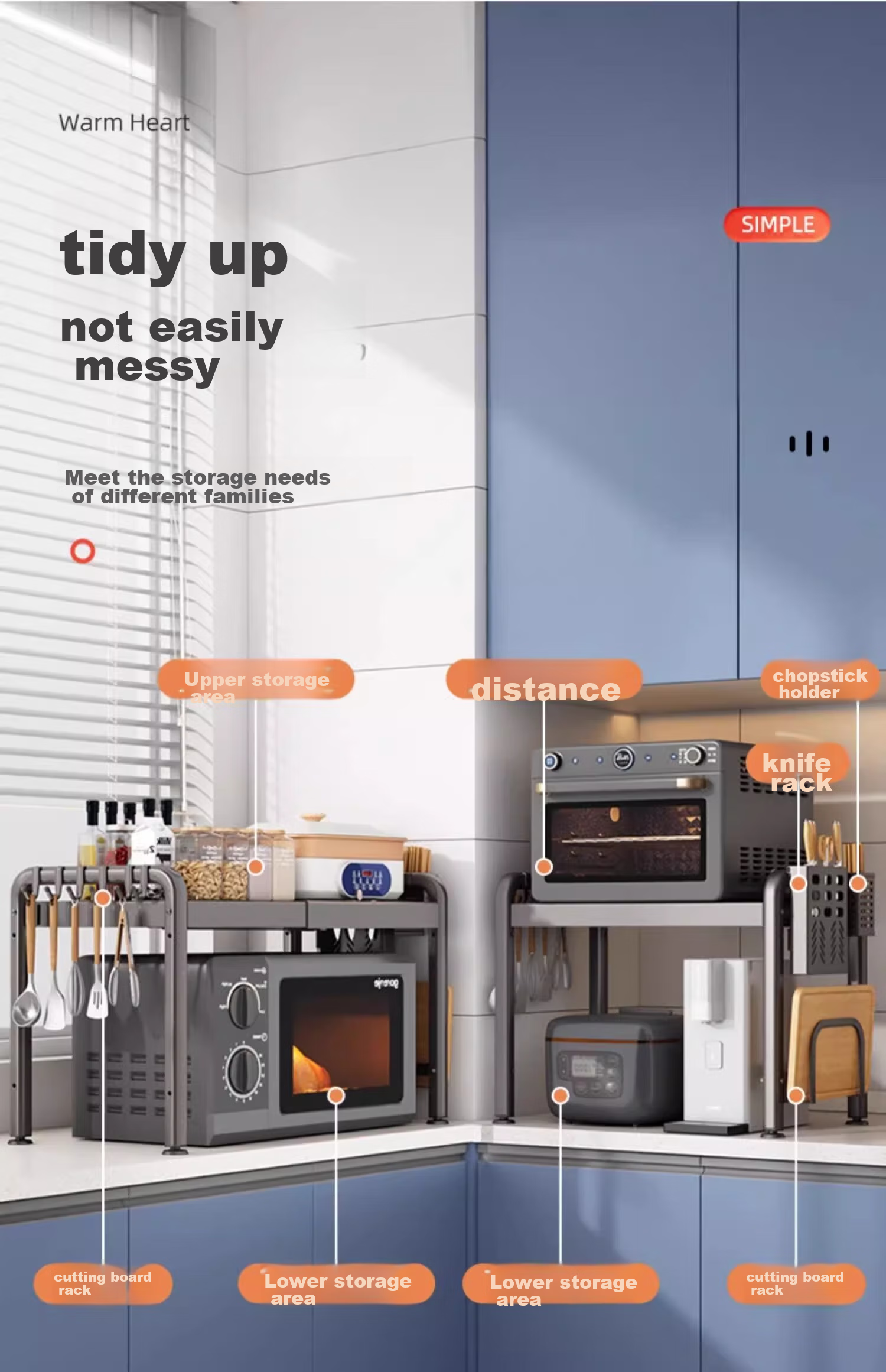 YOUQIN Microwave Oven Shelf, Kitchen Countertop Multifunctional Oven Rack, Home Use Rice Cooker Pot Stand, Deluxe Model 6
