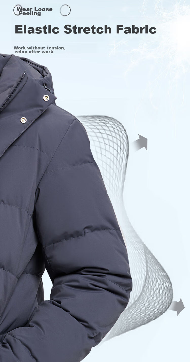 JD Original down Jacket for Men, Duck Down Thickened Cold-Resistant Workwear Puffer Coat Water-Repellent Winter Mid-Length Black Coat Size S 10