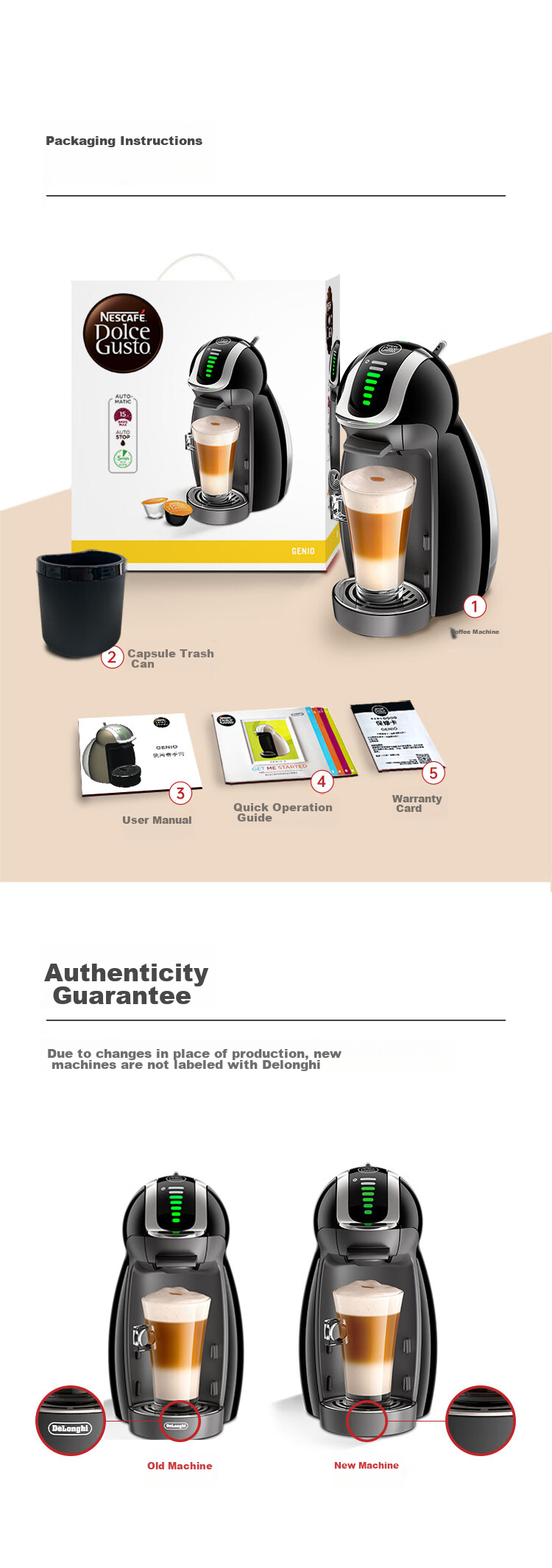 DOLCE GUSTO, Nestle, Fully Automatic Portable Capsule Coffee Machine, Genio, Little Penguin Red Capsule Machine, for Home And Office Use 12