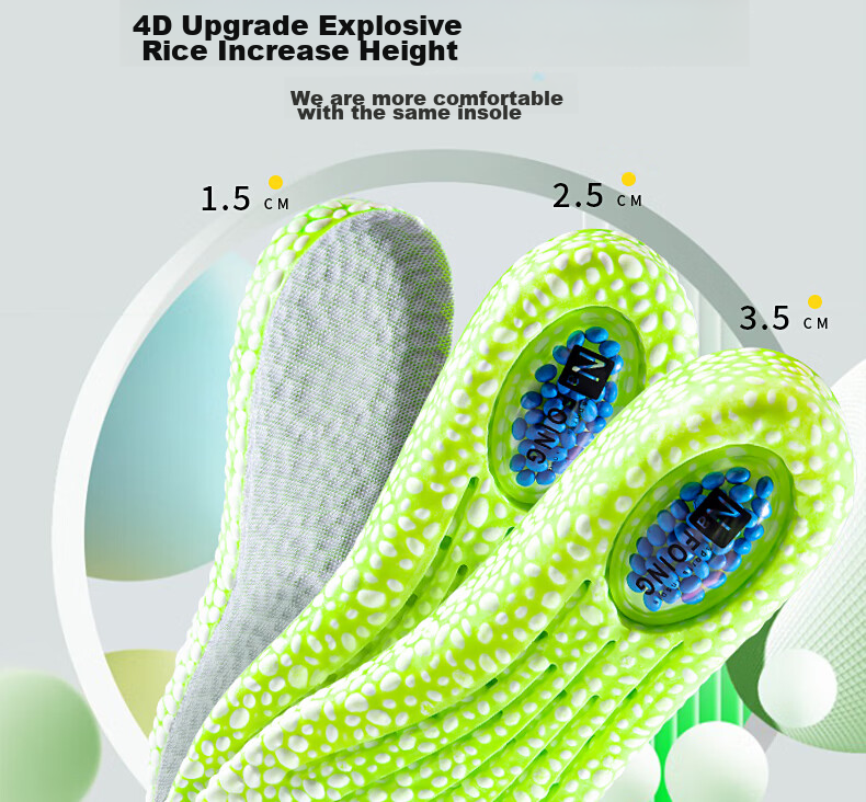 Warrior Height-Increasing Insoles for Men And Women, Invisible Sports Lift Inserts 5257 1.5CM [Blue] - Size 43-44 2