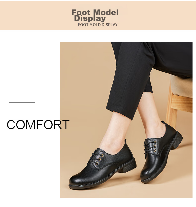 LAORENTOU Women's Single Shoes, Wedge Heel Leather Shoes, Women's Commuter Casual Shoes, Breathable Work Mom Shoes, LB12266, Black, Size 38 11