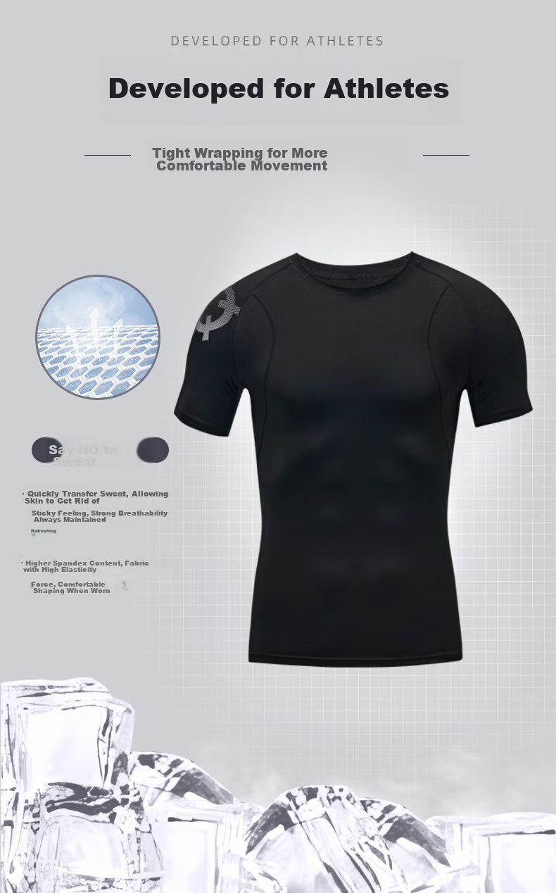 RIGORER Men's Fitness Short-Sleeve Quick-Dry Sports Top, Basketball Training Sweat-Wicking Tight-Fitting Shirt, Pure Black, M 2