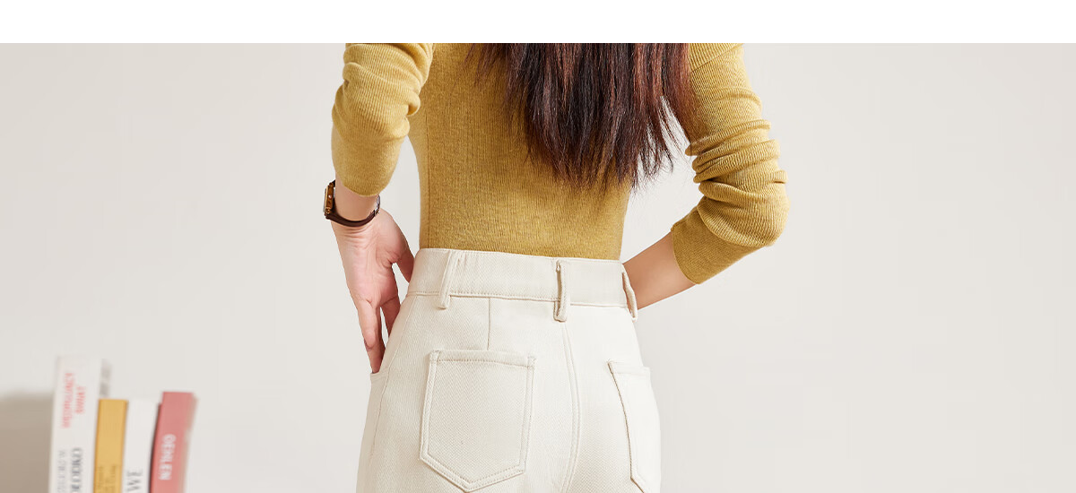 PinCai Women's Jeans, Spring And Autumn White High-Waisted Slimming Heightening Versatile Casual Trousers P143N1010 46