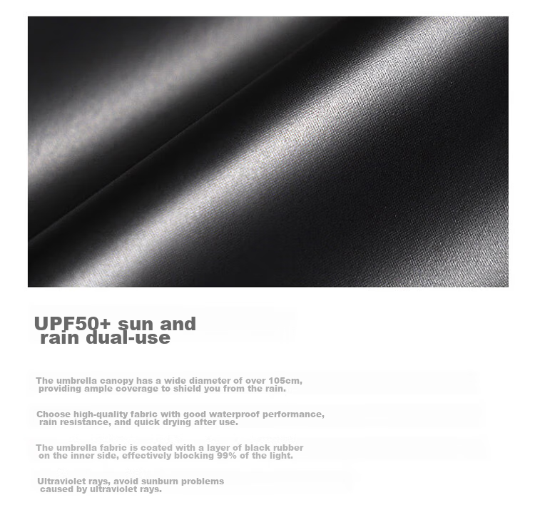 C'mon Fully Automatic Umbrella, Three-Fold Large Size, Sun Protection Umbrella, Sunshade Umbrella for Men, Automatic Folding Umbrella with Ring, Black 11
