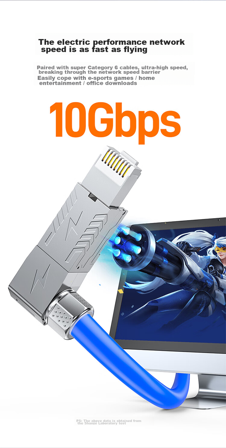 SAMZHE CAT6A 10G Shielded Tool-Free Crystal Head, Engineering-Grade CAT6A Tool-Free RJ45 Network Connector, Right-Angle Elbow CAT6A Network Cable Connector, Single Pack MDC65 8