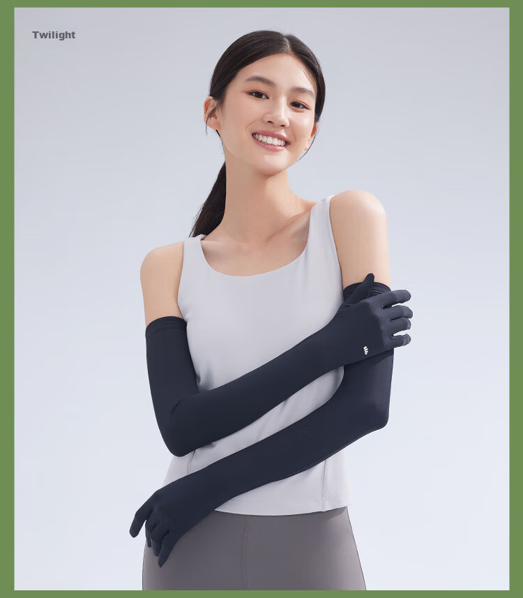 Beneunder Sunscreen Arm Sleeves Ice Silk Cooling UV Protection Gloves for Women Long Arm Sun Protection Driving Mountain Gray 24