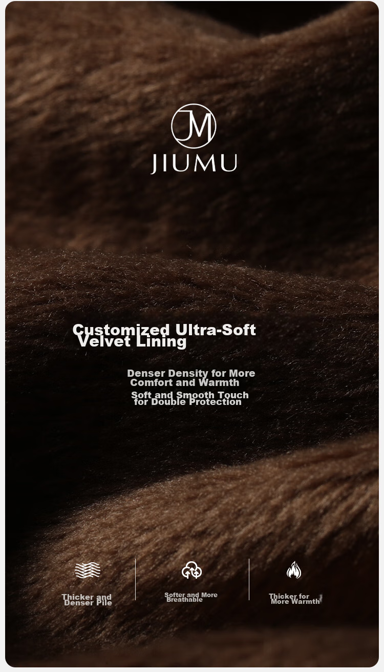 JIUMU Sheepskin Anti-Fur Warm Genuine Leather Gloves for Men, Winter Fleece-Lined Windproof Cold-Resistant Gloves 6
