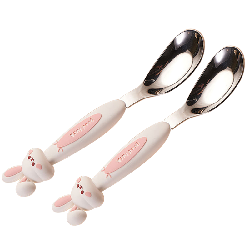 DOCTOR MA Children's Spoon, Yuanbao Spoon, Baby Feeding Spoon, Soup Spoon, Soup Ladle, Baby Small Spoon, 316 Stainless Steel, Little Rabbit