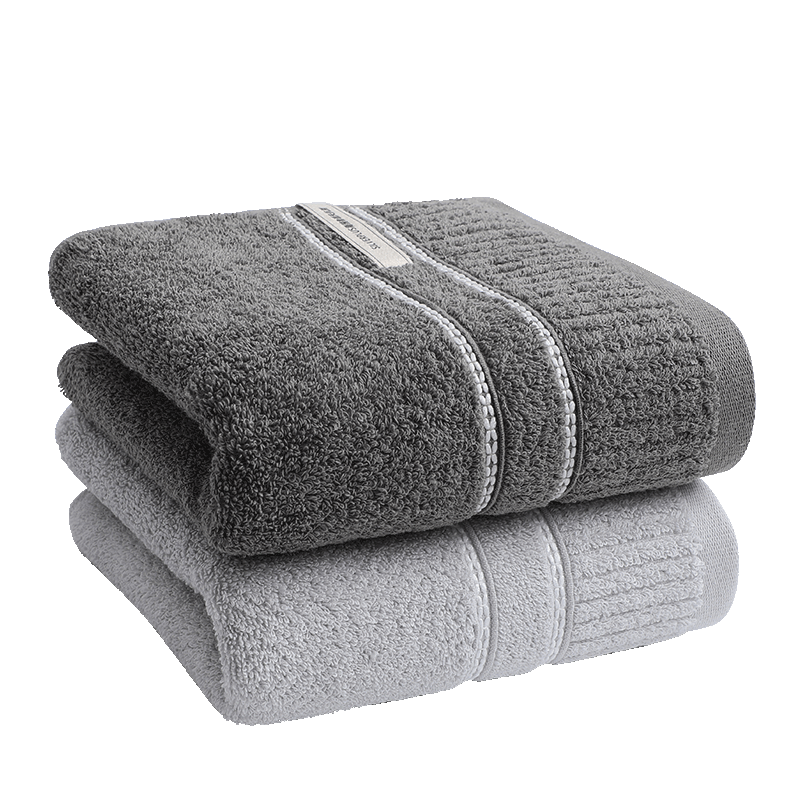 Grace 10A Grade Antibacterial Pure Cotton Towel, Soft Absorbent Xinjiang Long-Staple Cotton Face Towel, 2-Pack, Dark Gray + Gray Sports