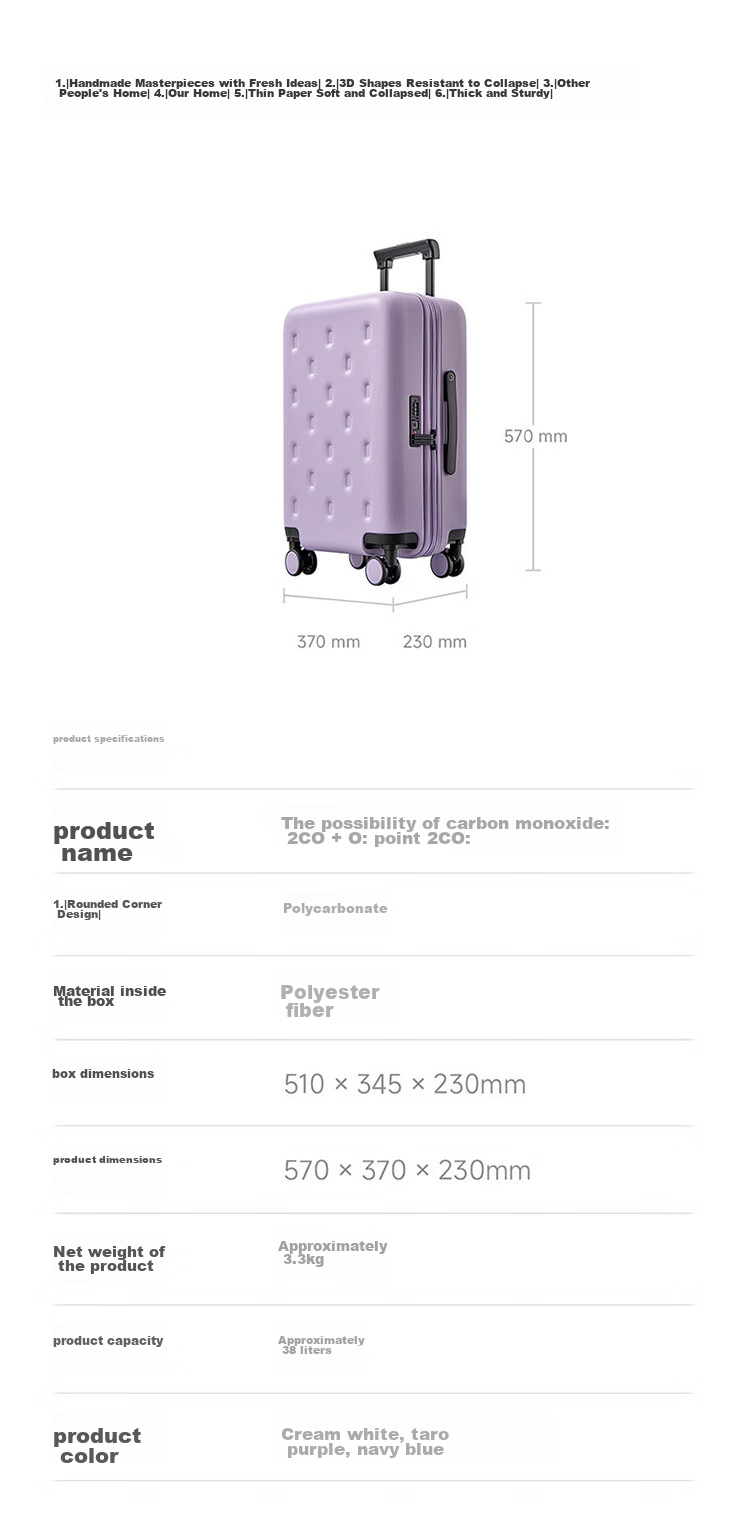 Mijia Xiaomi Suitcase, 22-Inch Trolley Case, Multifunctional Travel Luggage, Spinner Wheels, Combination Lock, Unisex Suitcase, Cream White 6