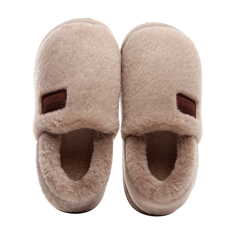GUOLUOFEI Cotton Slippers for Men And Women, Autumn Season, Closed-Toe, Indoor Home Use, Non-Slip, Warm, Plush Fleece-Lined Cotton Shoes, Pink, Size 40-41