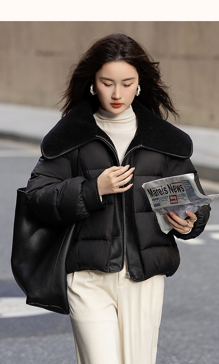 Dme [Yuxue Jingling] Winter 400T Spring Yarn Faux Sherpa Collar 90% Duck Down Short down Jacket for Wome 12