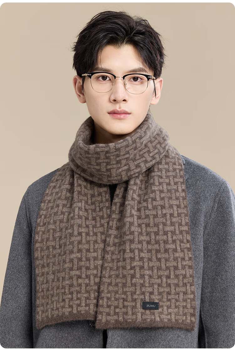 JIUMU 100% Cashmere Scarf for Men, Autumn And Winter Warm Neck Warmer, Gift for Men Or Fathers, National Day Birthday Present, Gift Box Packaging 14