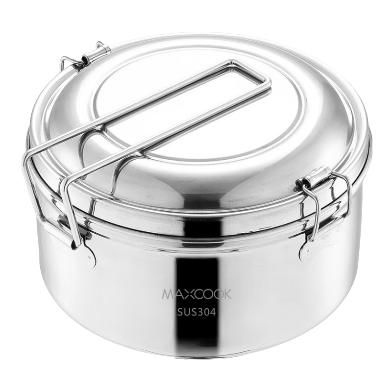 MAXCOOK Lunch Box Bento Box 304 Stainless Steel Thickened Double-Layer Student 15.5cm with Handle MCFT5336