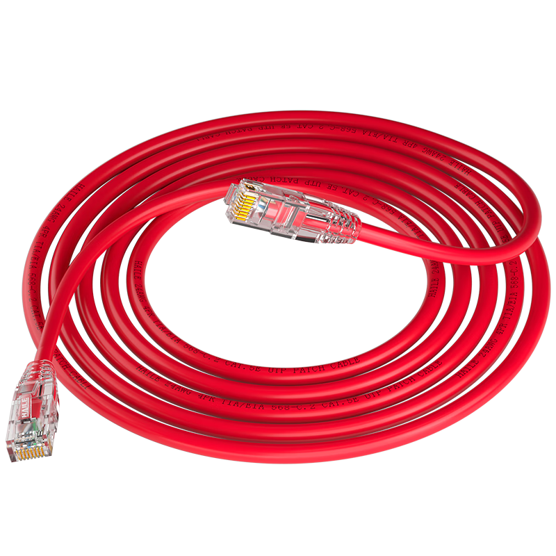 HAILE Cat5e Pure Copper Network Cable HT-203A-1M 7x0.2mm Oxygen-Free Copper Core Unshielded Finished Patch Cable Red 1 Meter