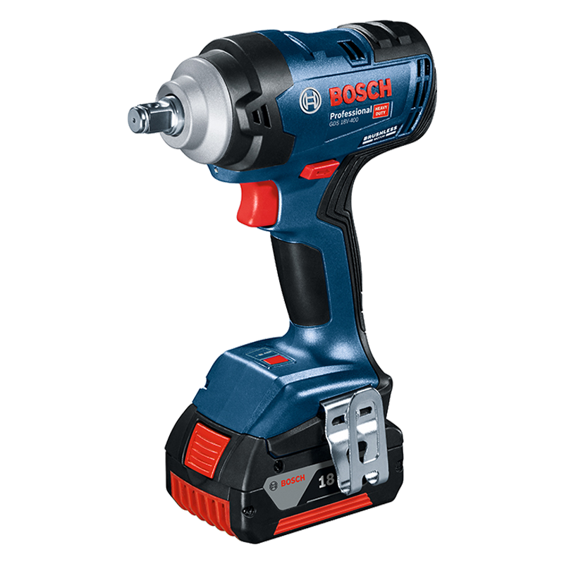 BOSCH Electric Impact Wrench, High Torque for Loosening And Installation, 18V Lithium Battery, 400 Nm, GDS18V-400, 5.0Ah Single Battery