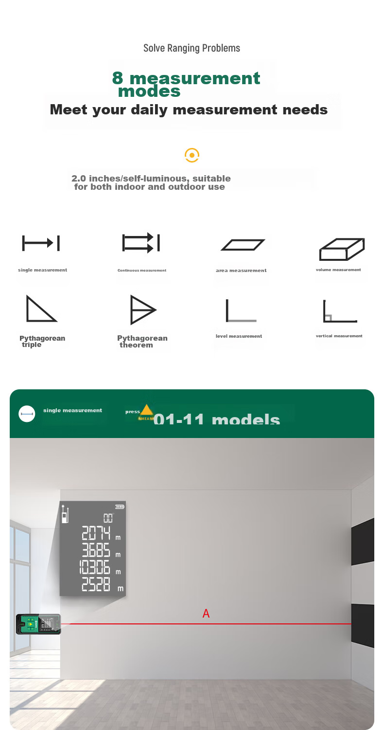 Shida SATA Laser Rangefinder, Handheld Infrared Measuring Ruler, High-Precision Electronic Room Measuring Instrument, D05905A 13
