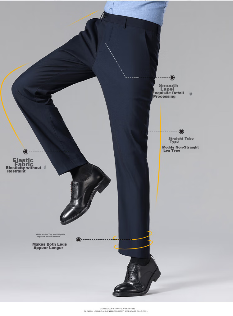 FIRS [Wrinkle-Free And Durable] High-Quality Dress Pants, Spring Season Twill Texture Elastic Straight-Leg Commuter Smooth Casual Trousers for Me 3