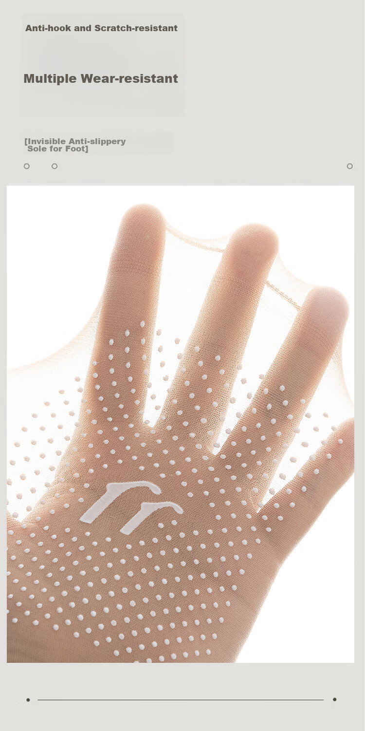 MiiOW 10 Pairs of Socks with Dotted Bottom Short Silk Stockings for Women, Foot Pressure Reduction, Non-Slip, One Size Fits All, Spring And Summer Thin Style - Skin Color 2-24cm 7