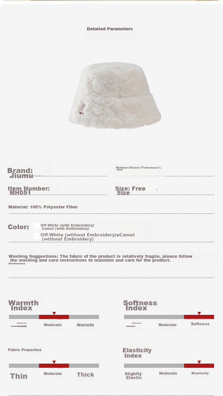 JIUMU Faux Rabbit Fur Warm Fisherman Hat, Autumn And Winter Face-Slimming Bucket Hat, Versatile Bucket Cap, Winter Hat, Windproof And Cold-Resistant Hat for Wome 7
