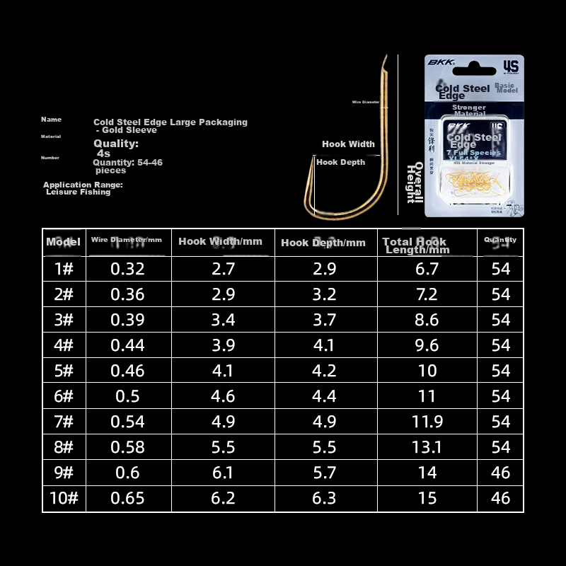 BKK 4S Cold Steel Spikes, Large Package Bulk Gold Sleeves, Barbed And Barbless Crucian Carp And Carp Hooks 5