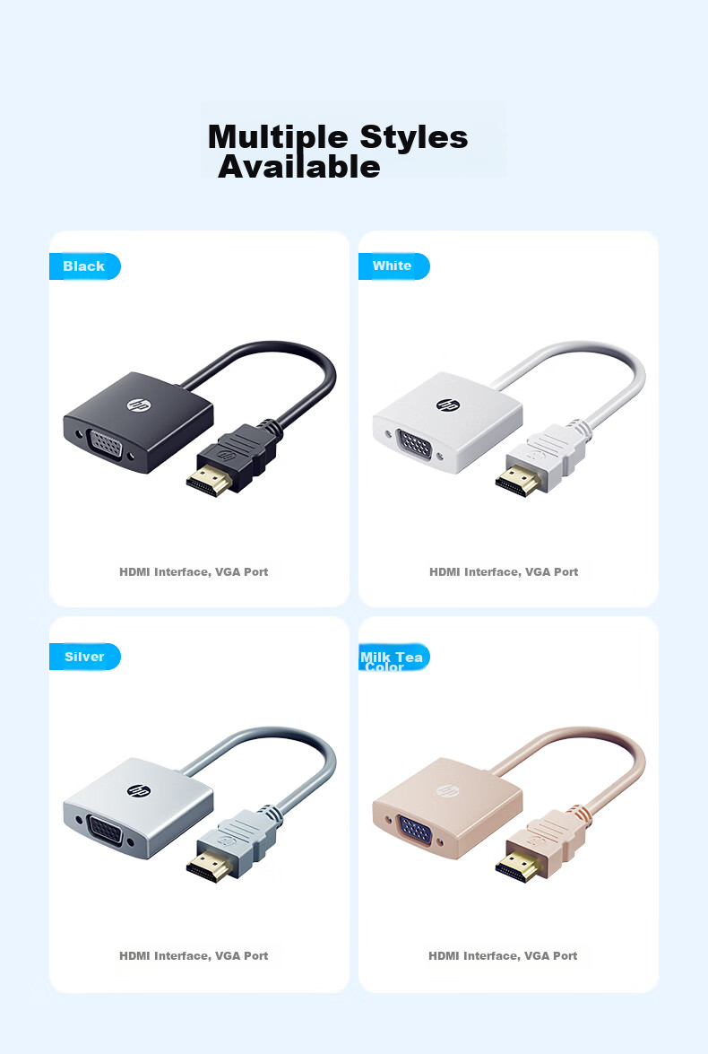 HP HDMI to VGA Converter with Audio And Power Supply, High-Definition Video Adapter, for Desktop Computers, TV Boxes, Handheld Games, PS5, Connecting to Monitors And Projectors for Large Screens 17