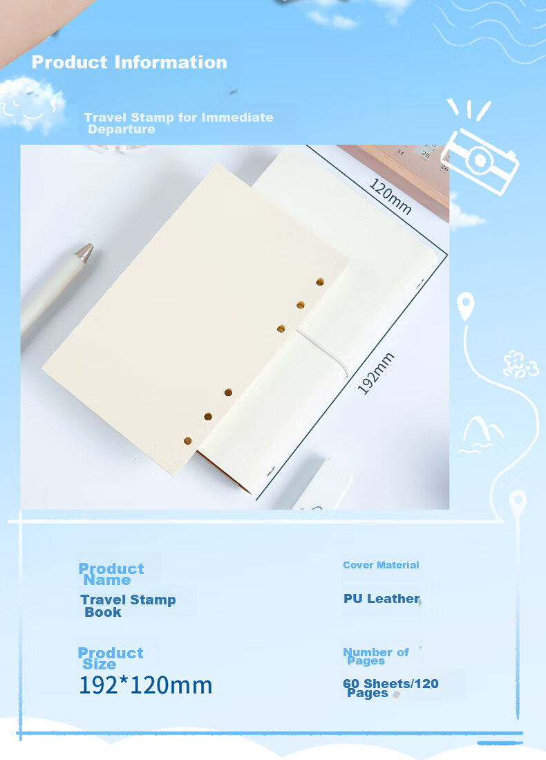 Jiaranheng Travel Stamp Collection Notebook, Blank Pages A6, Stamp Collection Book, Loose-Leaf Notebook, Beijing Palace Museum Tourist Spot Journal, Souvenir, Red 2