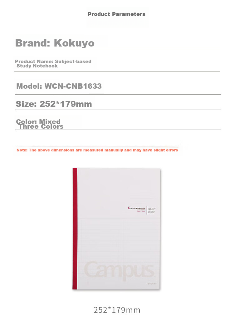 KOKUYO Campus Wireless Binding Notebook Soft Cover Notebook with Dividers B5/60 Sheets 3 Books (Random Color) WCN-CNB1633 2