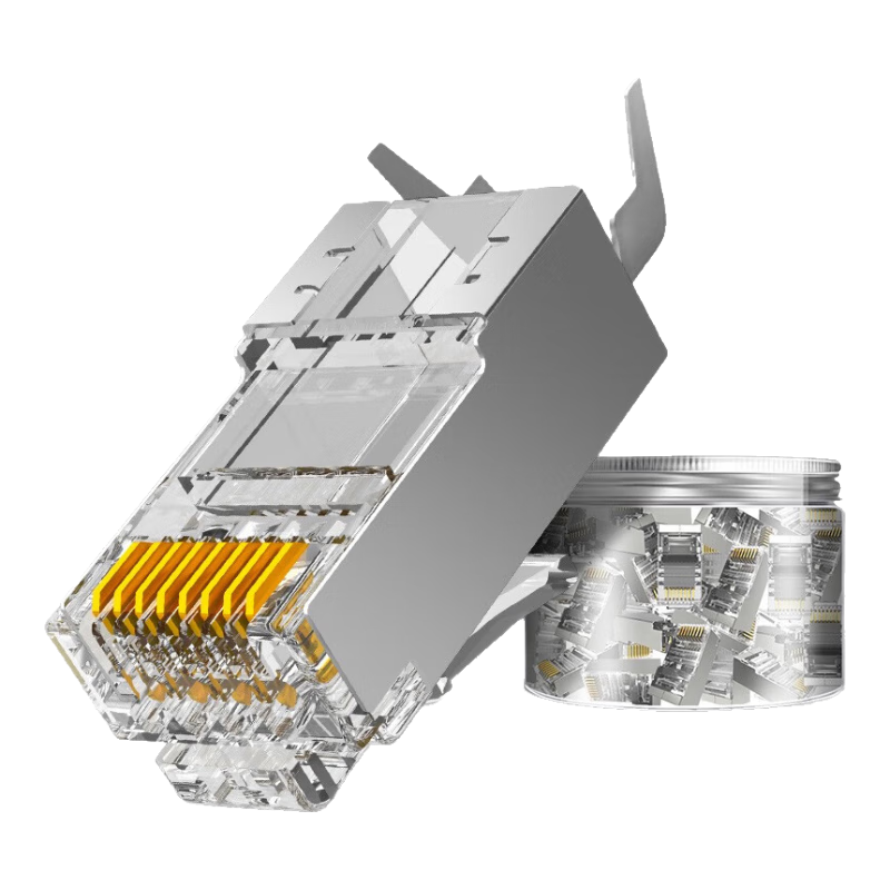 MAXCENT CAT7 Crystal Head, Pure Copper Shielded Network Cable Connector, CAT7 Engineering-Grade 10 Gigabit Network Cable Connector, 10 Pieces MJP-C71015