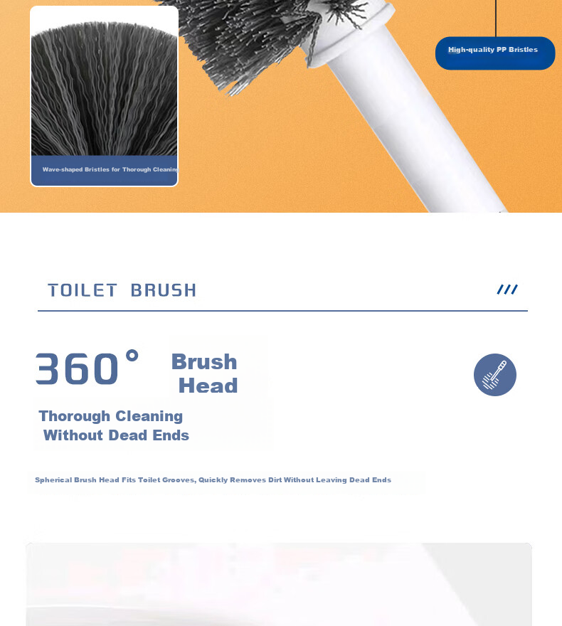 Jiapinhui Toilet Brush with Base, Cleaning Brush, Bathroom Toilet Cleaning Brush, Long-Handled Spherical Brush Set ZX-1587 6