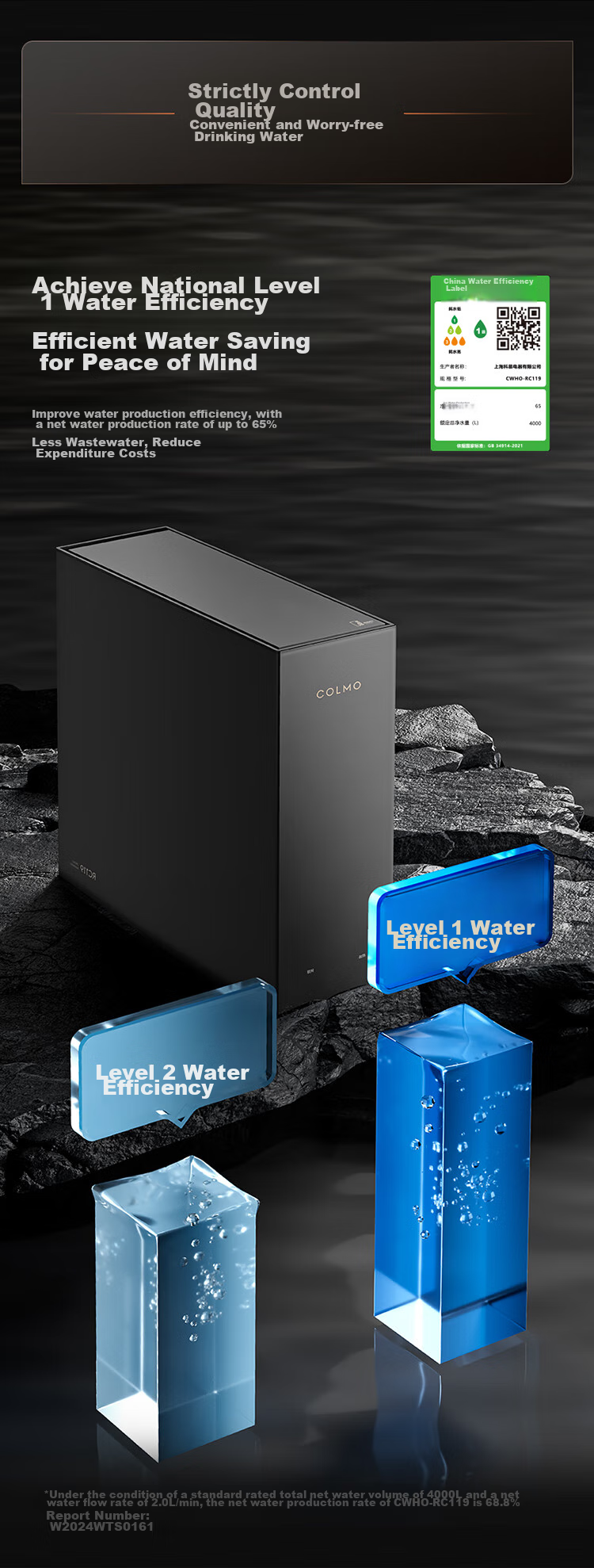 COLMO Water Purifier Black Pearl Integrated Hot Water And Purification System, 800G Household Kitchen Heating Direct Drinking Under-Sink Purifier, Specialized for Kitchen Use, Under-Counter, No Scale Inhibitor, RO Reverse Osmosis RC119 14