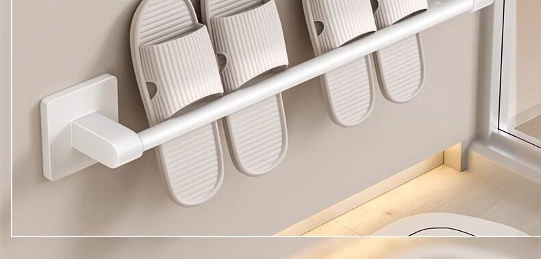 Tiger Mister Milk White Bathroom Slipper Rack No-Drill Wall-Mounted Shoe Storage Organizer for Toilet Door 4