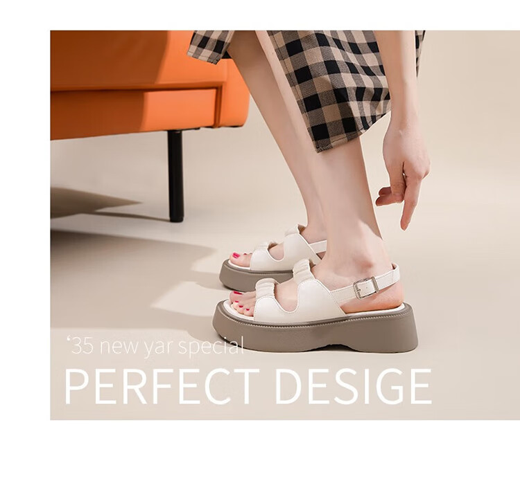 ZHR Roman Sandals for Women, Summer Height-Increasing Slippers, Outdoor Wear, Single-Strap Women's Shoes, 2026 New Style JF10T, Beige, Size 36 22