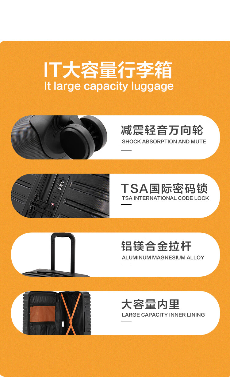 INTERNATIONAL TRAVELLER British Large Capacity Suitcase Trolley Case for Men Students, Thickened Travel Case for Women with Password Lock, 25 Inch 2691 Black 3
