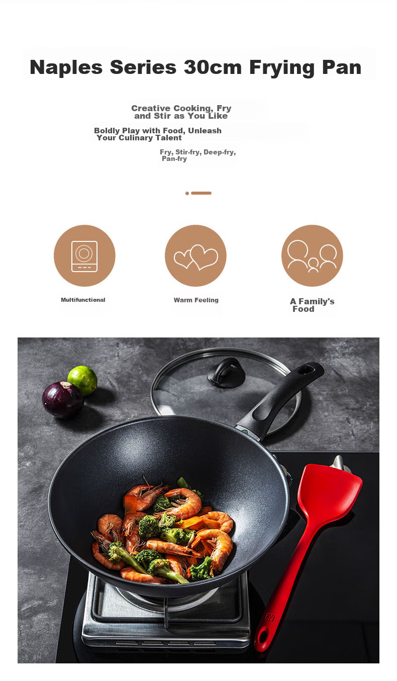 BALLARINI Non-Stick Wok, Imported Frying And Stir-Frying Pan, Lightweight, for Gas Stove, 30cm, Naples Series 3