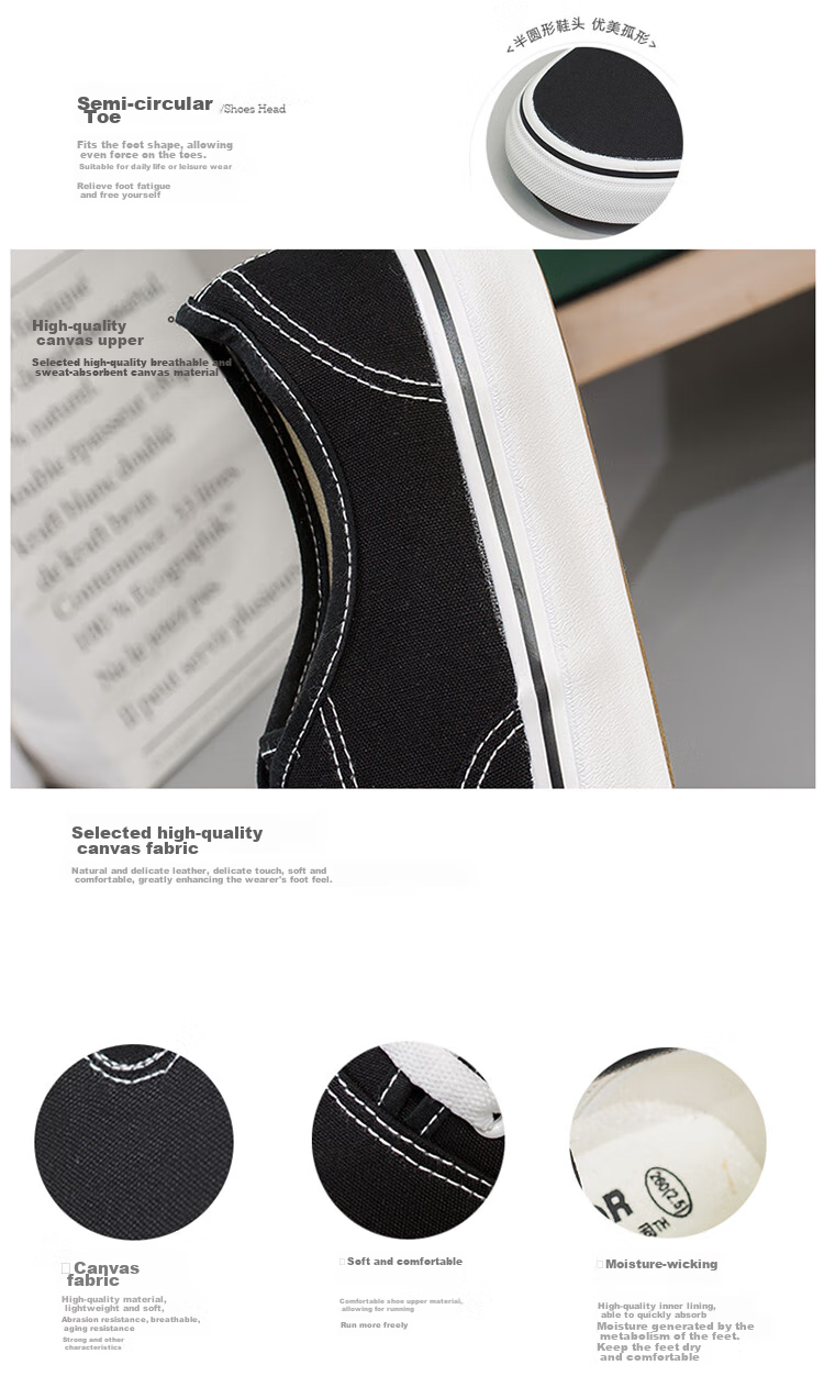 Warrior Women's Low-Top Canvas Shoes, Simple Versatile Casual Shoes, Couple Fashion Trendy Sneakers WXY-999 Black Size 36 4