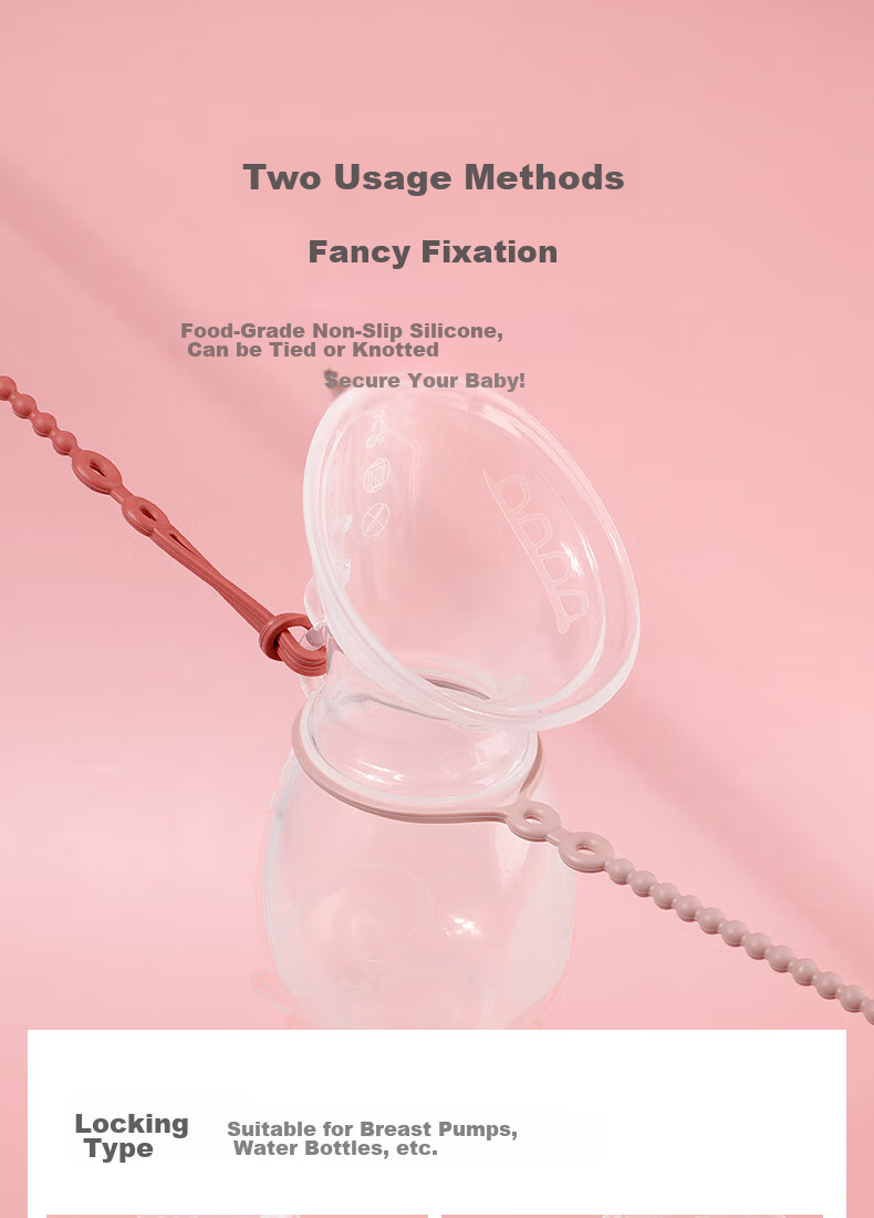 Haakaa Silicone Teether Chain, Baby Bottle Teether Toy Strap, Anti-Lost Cord, Small Star Short Style (Pink) 11