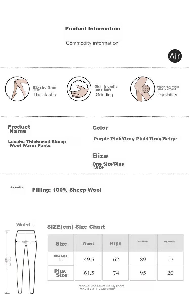 LangSha Women's Wool Leggings for Autumn And Winter, Fleece-Lined Thick Warm Pants, Suitable for Outdoor Wear, High-Elastic Slim-Fit Knee-Protecting Cotton Wool Pants 10