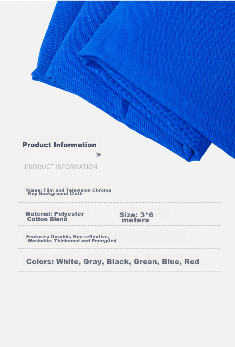 Hakutatz Live Streaming Video Green Screen, Anchor Chroma Key Shooting, Portrait Background Cloth, Photography Pure Color Virtual Background, Internet Celebrity Background Wall, 3*6 Meters Blue 13