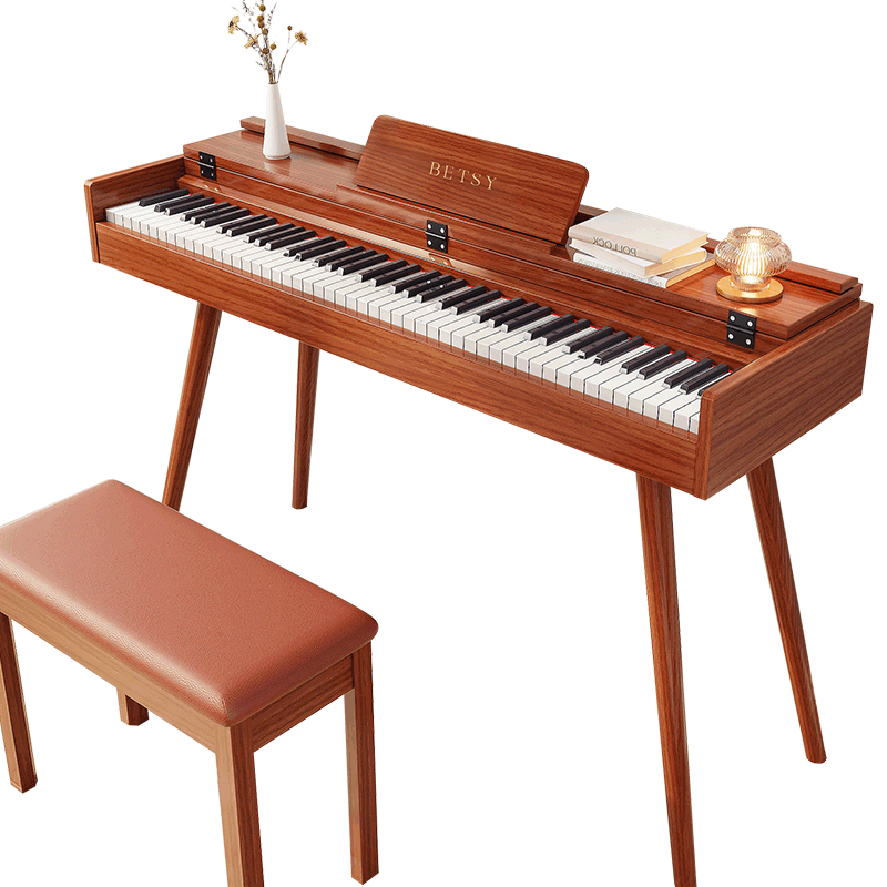 Becky Digital Piano 88-Key Weighted Hammer Adult Home Beginner Professional Graded Electronic Piano B826 Brown