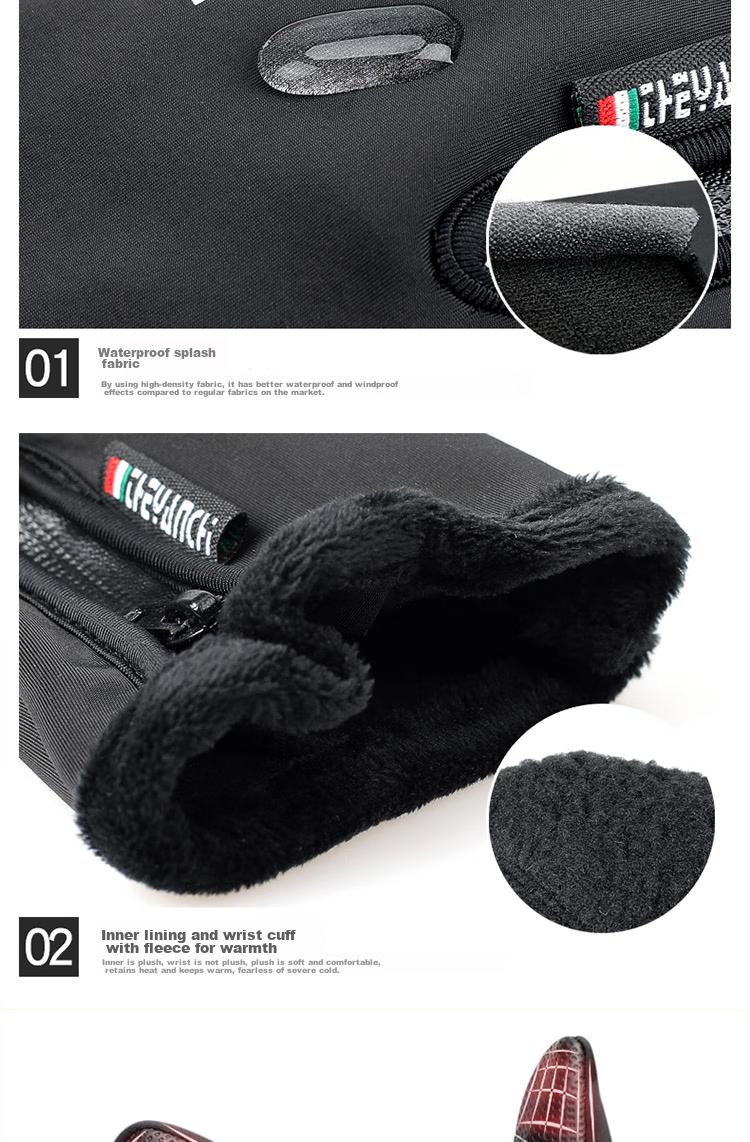 BWNK Outdoor Waterproof Gloves, Winter Zipper Touchscreen Gloves for Men And Women, Windproof Warm Fleece-Lined Gloves for Hiking And Skiing 10