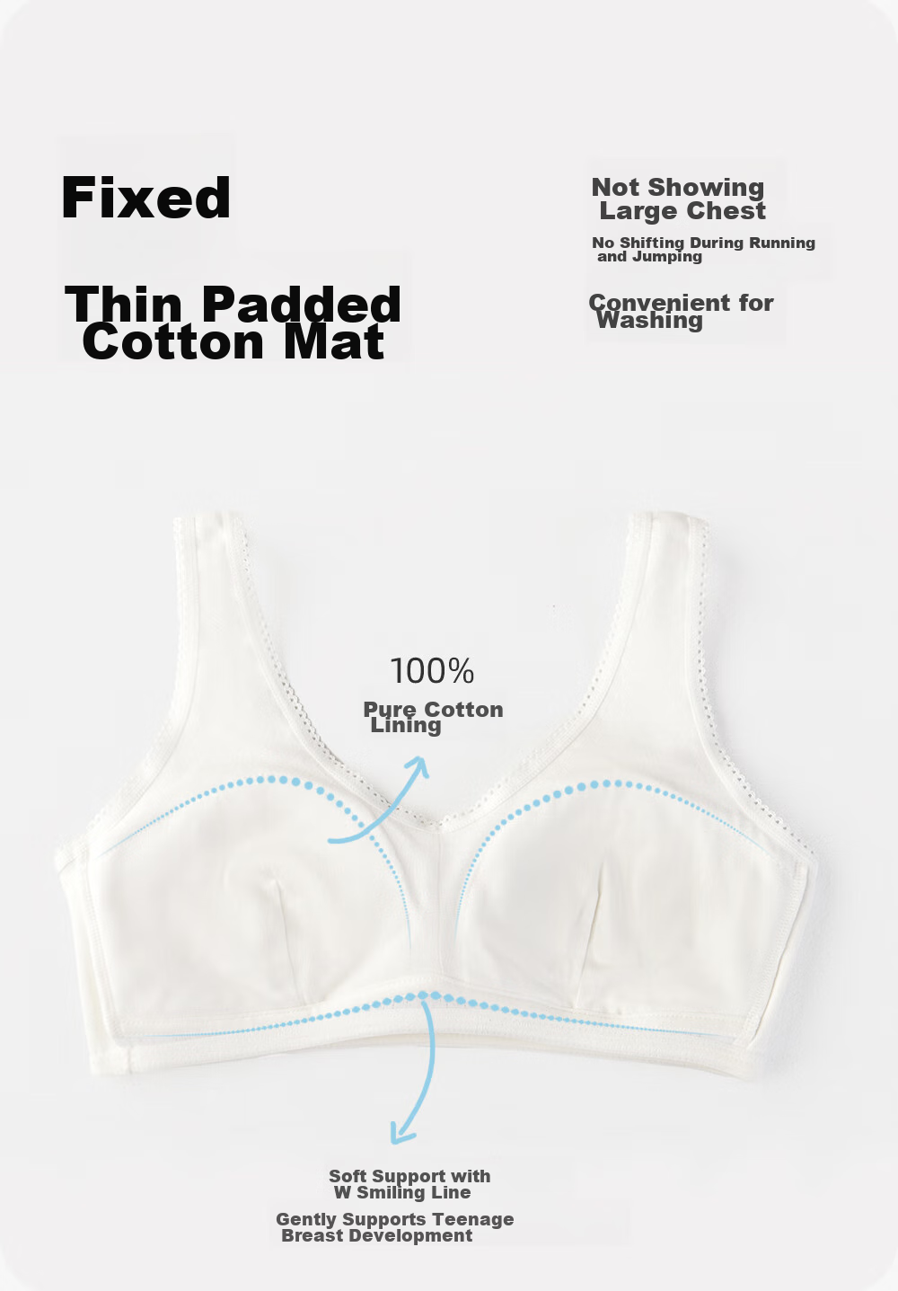 Ailier &ouluola Girls' Underwear for Teenagers 12-16 Years Old, Bra Training Bra for Puberty, Pure Cotton Camisole for Young Women, Size 80B 5