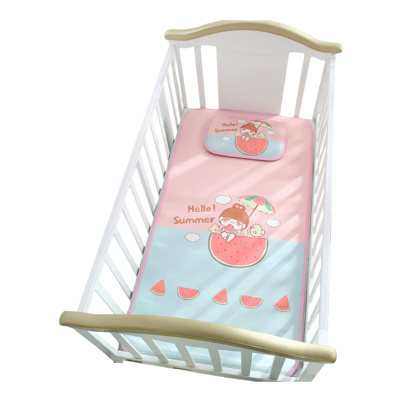 9i9 Baby Cooling Mat Infant Summer Cooling Pillow Buckwheat Husk Newborn Children's Ice Silk Breathable 2-Piece Set - Watermelon