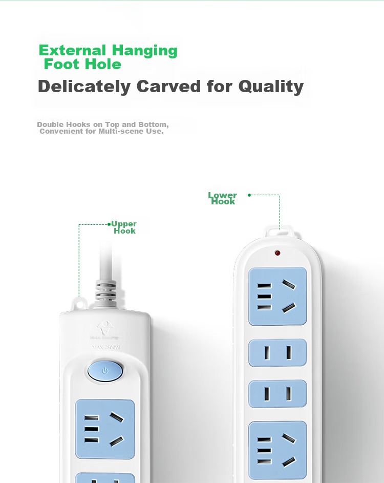 BULL Power Strip/Extension Cord/Power Bar/Outlet Strip/Power Board/Cable Reel GN-607 4 Outlets with Master Switch, 4 Meters Long 11
