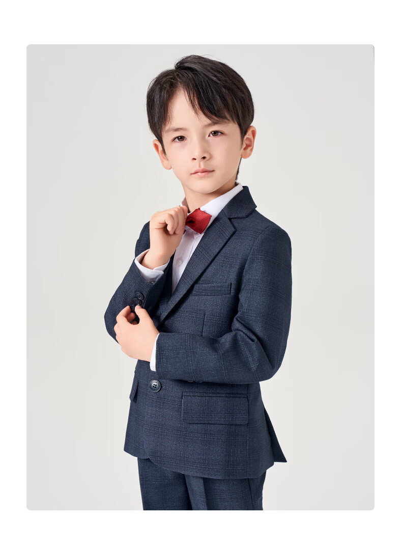 Romon Children's Suit Set Boys British Style Blazer Navy Plaid 150 11