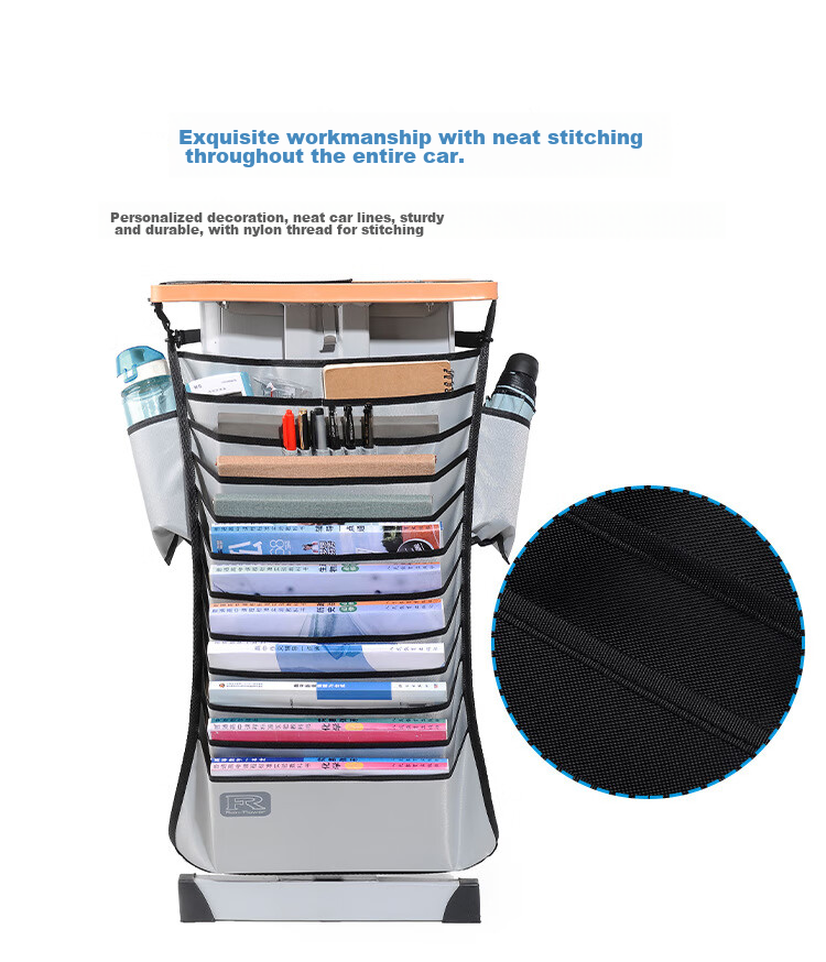 Siyicai Desk Hanging Book Bag, High School Student Desk Organizer, Side Book Holder Storage Pouch, Desktop Book Holder, Middle School Student Book Bag, Black, 12 Layers, 13 Compartments 8