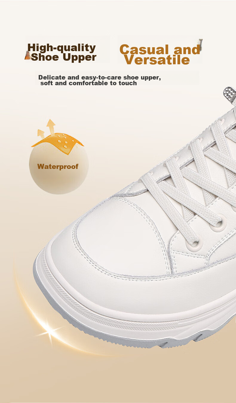 RED DRAGONFLY Women's White Sneakers, Petite Thick-Soled Height-Increasing Brand Casual Shoes, Ins Platform Board Shoes for Women C0TTN05121 12