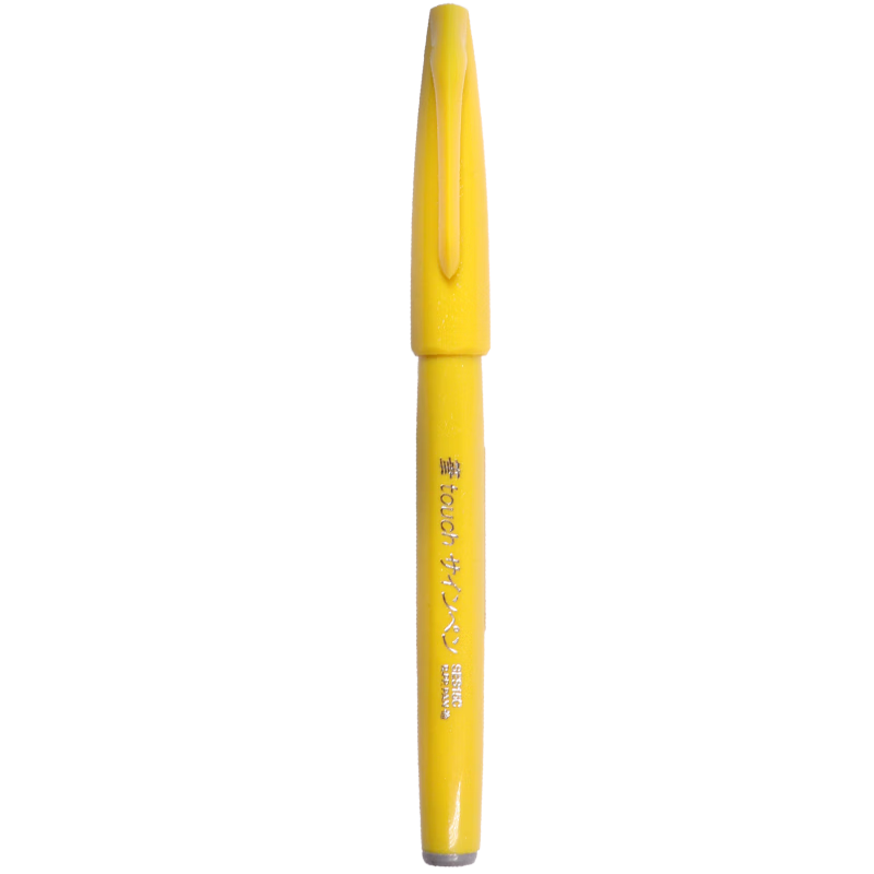 Pentel Colored Soft Brush Pen, Elastic Tip Water-Based Pen Touch, for Journaling, Letters And Greeting Cards, SES15C Yellow/single Pe