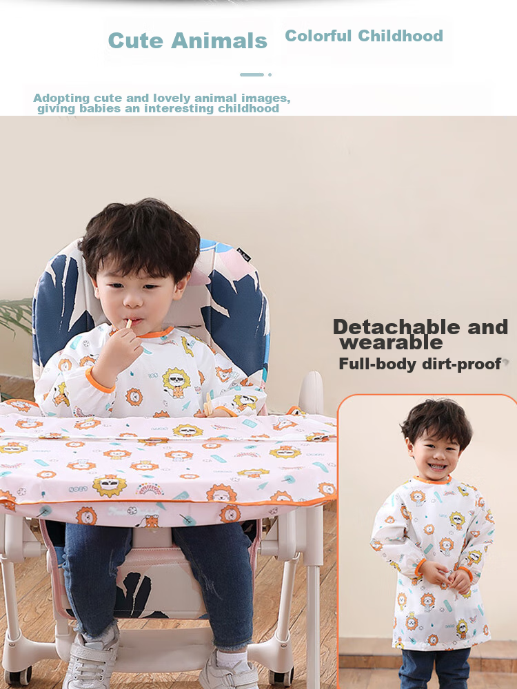 9I9 Baby Dining Cover Chair Set, Waterproof Detachable Infant Anti-Dirt Apron, Long Sleeve Bib A22 9